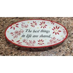 Temptations Oval Sharing Tray Red (14" X 8" X 1.5" H)